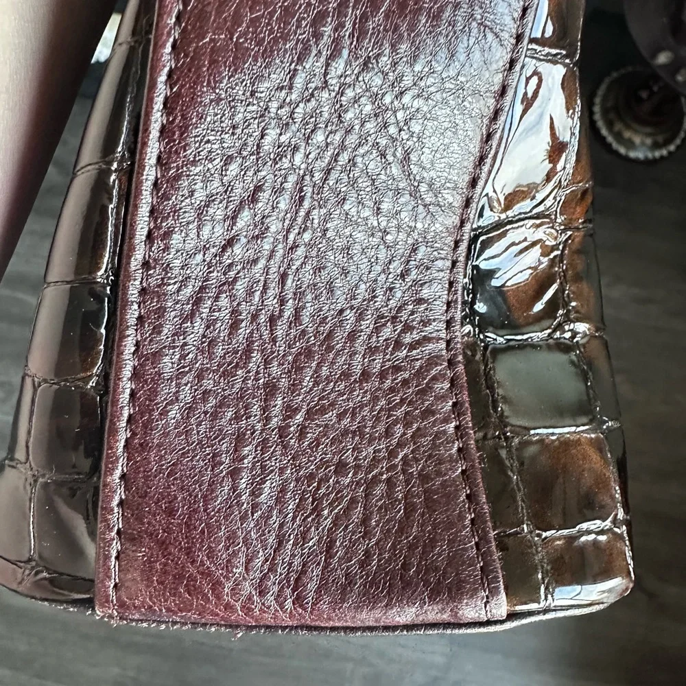 Brighton Glossy Croc-Embossed Shoulder Bag